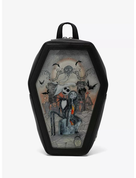 The Nightmare Before Christmas Jack & Sally Pin Collector Coffin Mini Backpack